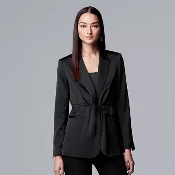 Simply Vera Vera Wang Jackets & Blazers - Simply Vera Vera Wang Drawstring Waist Satin Blazer